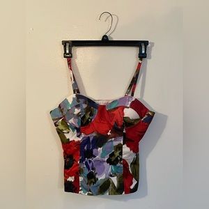(RARE) vintage Y2K abstract floral bustier top